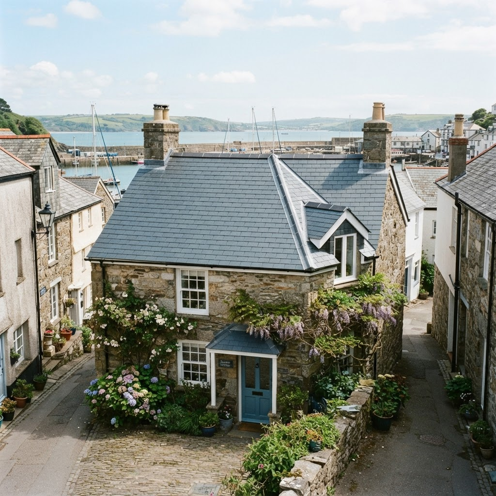 New Delabole slate roof, Looe